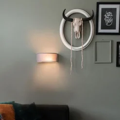 QAZQA Wandleuchten|Wohnzimmerlampen*Wandleuchte grau mit halbrunder Schirm - Drum