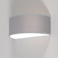 QAZQA Wandleuchten|Wohnzimmerlampen*Wandleuchte grau mit halbrunder Schirm - Drum