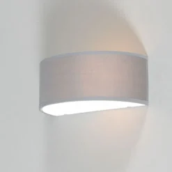 QAZQA Wandleuchten|Wohnzimmerlampen*Wandleuchte grau mit halbrunder Schirm - Drum