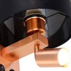 QAZQA Wandleuchten|Wohnzimmerlampen*Wandleuchte Kupfer mit Leselampe und Schirm 18 cm schwarz - Brescia