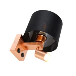 QAZQA Wandleuchten|Wohnzimmerlampen*Wandleuchte Kupfer mit Leselampe und Schirm 18 cm schwarz - Brescia