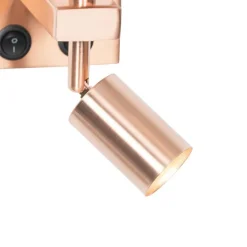 QAZQA Wandleuchten|Wohnzimmerlampen*Wandleuchte Kupfer mit Leselampe und Schirm 18 cm schwarz - Brescia