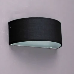 QAZQA Schlafzimmerlampen|Esszimmerlampen*Wandleuchte Landhausstil halbrund schwarz - Drum