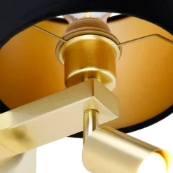 QAZQA Wandleuchten|Wohnzimmerlampen*Wandleuchte Messing mit Leseleuchte und Schirm 18 cm schwarz - Brescia