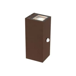QAZQA Gartenbeleuchtung|Außenleuchten Mit Sensor*Wandleuchte rostbraun 2-flammig GU10 AR70 IP44 mit Bewegungssensor - Baleno