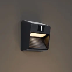 QAZQA Gartenbeleuchtung|Led-Außenleuchten*Wandleuchte schwarz inkl. LED IP54 mit Bewegungssensor Solar - Border