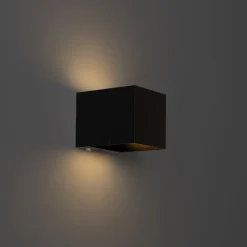 QAZQA Led-Wandleuchten|Akku Lampen*Wandleuchte schwarz inkl. LED und Touchdimmer wiederaufladbar - Joris