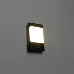 QAZQA Gartenbeleuchtung|Led-Außenleuchten*Wandleuchte schwarz inkl. LED IP44 mit Bewegungssensor - Khuvan