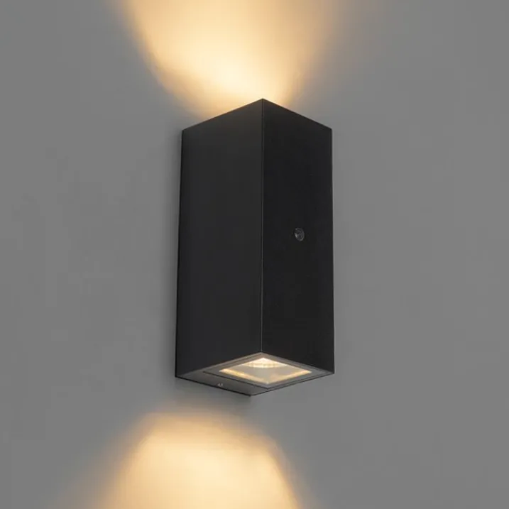 QAZQA Gartenbeleuchtung|Außenleuchten Mit Sensor*Wandleuchte schwarz IP44 mit Hell-Dunkel-Sensor - Baleno II