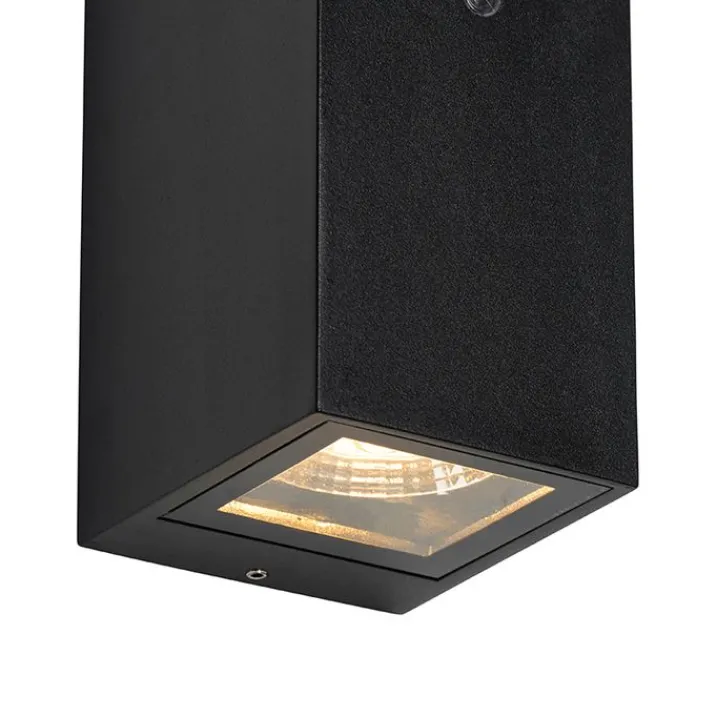 QAZQA Gartenbeleuchtung|Außenleuchten Mit Sensor*Wandleuchte schwarz IP44 mit Hell-Dunkel-Sensor - Baleno II