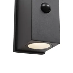 QAZQA Gartenbeleuchtung|Led-Außenleuchten*Wandleuchte Schwarz Lux Sensor Magnetisch Inkl. LED Wiederaufladbar - Sandy