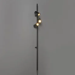 QAZQA Schlafzimmerlampen|Küchenlampen*Wandleuchte schwarz mit Fußschalter 3 Lichter - Jeana Luxe