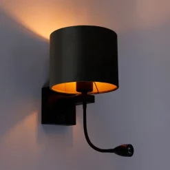 QAZQA Wandleuchten|Wohnzimmerlampen*Wandleuchte Schwarz mit grünem Samt-Schirm 18cm - Brescia