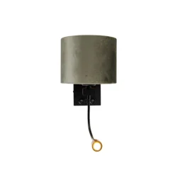 QAZQA Wandleuchten|Wohnzimmerlampen*Wandleuchte Schwarz mit grünem Samt-Schirm 18cm - Brescia