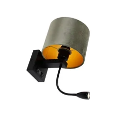 QAZQA Wandleuchten|Wohnzimmerlampen*Wandleuchte Schwarz mit grünem Samt-Schirm 18cm - Brescia