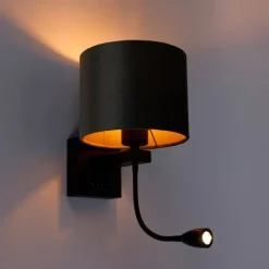 QAZQA Wandleuchten|Wohnzimmerlampen*Wandleuchte Schwarz mit grünem Samt-Schirm 18cm - Brescia