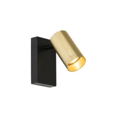 QAZQA Wandleuchten|Wohnzimmerlampen*Wandleuchte schwarz mit Gold verstellbar mit Schalter - Jeana Luxe