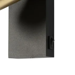 QAZQA Wandleuchten|Wohnzimmerlampen*Wandleuchte schwarz mit Gold verstellbar mit Schalter - Jeana Luxe