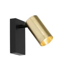 QAZQA Wandleuchten|Wohnzimmerlampen*Wandleuchte schwarz mit Gold verstellbar mit Schalter - Jeana Luxe