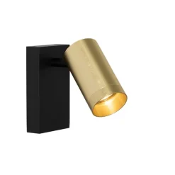 QAZQA Wandleuchten|Wohnzimmerlampen*Wandleuchte schwarz mit Gold verstellbar mit Schalter - Jeana Luxe