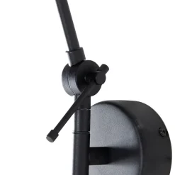 QAZQA Wandleuchten|Wohnzimmerlampen*Wandleuchte schwarz mit Rattanschirm 50 cm verstellbar - Blitz