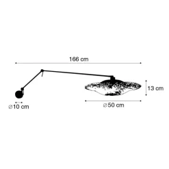 QAZQA Wandleuchten|Wohnzimmerlampen*Wandleuchte schwarz mit Rattanschirm 50 cm verstellbar - Blitz