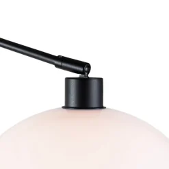 QAZQA Wandleuchten|Wohnzimmerlampen*Wandleuchte schwarz mit Schirm weiß 30 cm verstellbar - Blitz