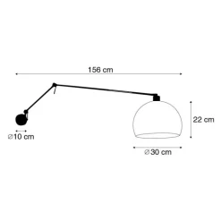 QAZQA Wandleuchten|Wohnzimmerlampen*Wandleuchte schwarz mit Schirm weiß 30 cm verstellbar - Blitz