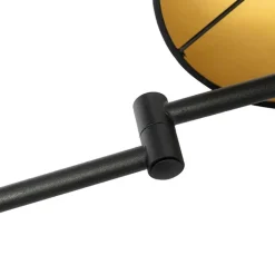 QAZQA Wandleuchten|Wohnzimmerlampen*Wandleuchte schwarz mit schwarzem Schirm und verstellbarem Arm - Ladas