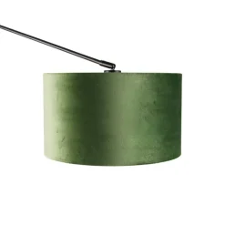 QAZQA Wandleuchten|Wohnzimmerlampen*Wandleuchte schwarz mit Veloursschirm grün 35 cm verstellbar - Blitz
