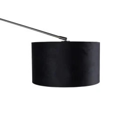 QAZQA Schlafzimmerlampen|Küchenlampen*Wandleuchte schwarz mit Veloursschirm schwarz 35 cm verstellbar - Blitz