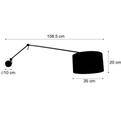 QAZQA Schlafzimmerlampen|Küchenlampen*Wandleuchte schwarz mit Veloursschirm schwarz 35 cm verstellbar - Blitz