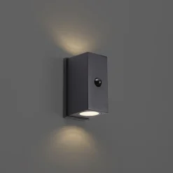 QAZQA Gartenbeleuchtung|Led-Außenleuchten*Wandleuchte schwarz 4-Stufen-Sensor magnetisch inkl. LED wiederaufladbar - Sandy