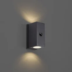 QAZQA Gartenbeleuchtung|Led-Außenleuchten*Wandleuchte schwarz 4-Stufen-Sensor magnetisch inkl. LED wiederaufladbar - Sandy