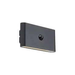 QAZQA Gartenbeleuchtung|Led-Außenleuchten*Wandleuchte schwarz 4-Stufen-Sensor magnetisch inkl. LED wiederaufladbar - Batt