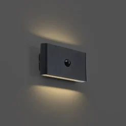 QAZQA Gartenbeleuchtung|Led-Außenleuchten*Wandleuchte schwarz 4-Stufen-Sensor magnetisch inkl. LED wiederaufladbar - Batt