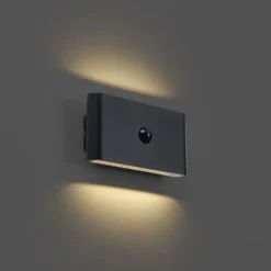 QAZQA Gartenbeleuchtung|Led-Außenleuchten*Wandleuchte schwarz 4-Stufen-Sensor magnetisch inkl. LED wiederaufladbar - Batt