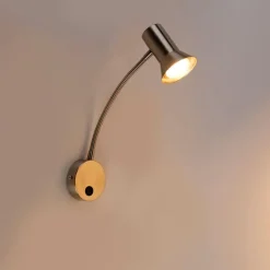 QAZQA Wandleuchten|Wohnzimmerlampen*Wandleuchte Stahl mit Flexarm - Karin Flex