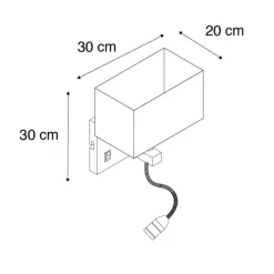QAZQA Wandleuchten|Wohnzimmerlampen*Wandleuchte Stahl mit schwarzem Schirm und Lesearm inkl. LED - Bergamo