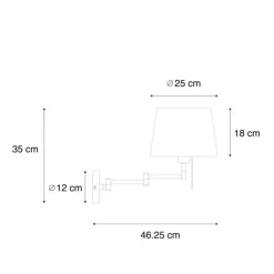 QAZQA Wandleuchten|Wohnzimmerlampen*Wandleuchte Stahl mit weißem Schirm und verstellbarem Arm - Ladas