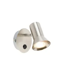 QAZQA Wandleuchten|Wohnzimmerlampen*Wandspot Stahl dreh- und neigbar mit Schalter - Karin 1