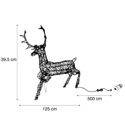 QAZQA Led-Außenleuchten|Gartenbeleuchtung*Weihnachts Rentier Braun Rattan inkl. LED IP44 - Glossie