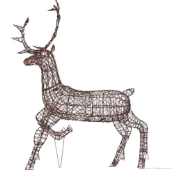 QAZQA Led-Außenleuchten|Gartenbeleuchtung*Weihnachts Rentier Braun Rattan inkl. LED IP44 - Glossie