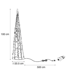 QAZQA Led-Außenleuchten|Gartenbeleuchtung*Weihnachtsbaum transparent 100 cm inkl. LED IP44 - Coni