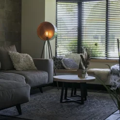 QAZQA Stehlampen|Wohnzimmerlampen*Weinlesestehlampe auf Bambusstativgrün mit Kupfer - Fass