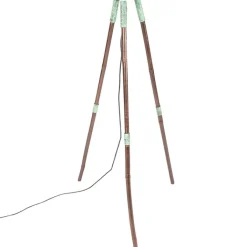 QAZQA Stehlampen|Wohnzimmerlampen*Weinlesestehlampe auf Bambusstativgrün mit Kupfer - Fass