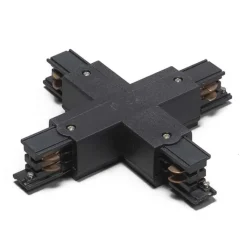 QAZQA Deckenstrahler|Aufbaustrahler*X-Verbinder für 3-Phasen-Schiene Schwarz - 3-Phasen